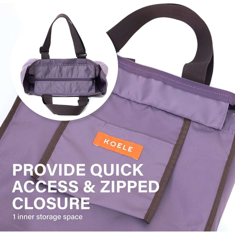 KOELE Purple Shopper Bag Tote Bag Foldable Travel Laptop Grocery KO-SHOULDER - Magdasmall