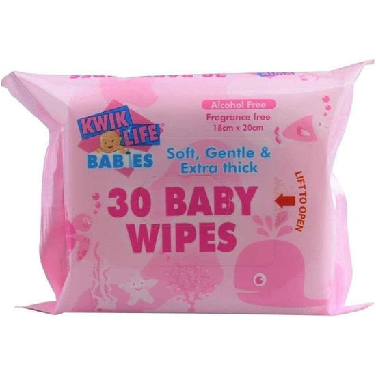 Kwik Life Pk30 Baby Wipes With Sticky Top Alcohol Free Fragrance Free