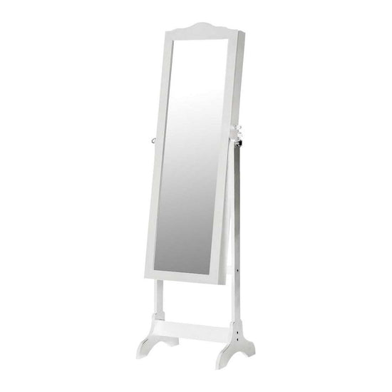Levede Dual Use Mirrored Jewellery Dressing Cabinet with LED Light in White - Magdasmall