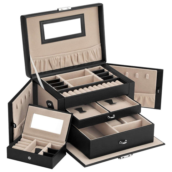 Lockable Jewelry Box 3-Tier Display Case