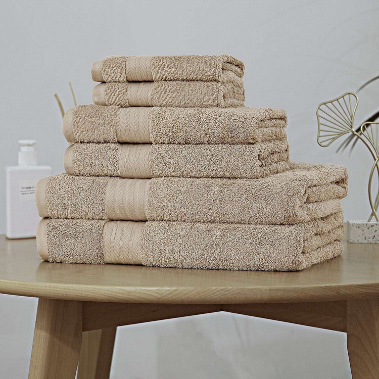 Luxury 6 Piece Soft and Absorbent Cotton Bath Towel Set - Sandstone - Magdasmall
