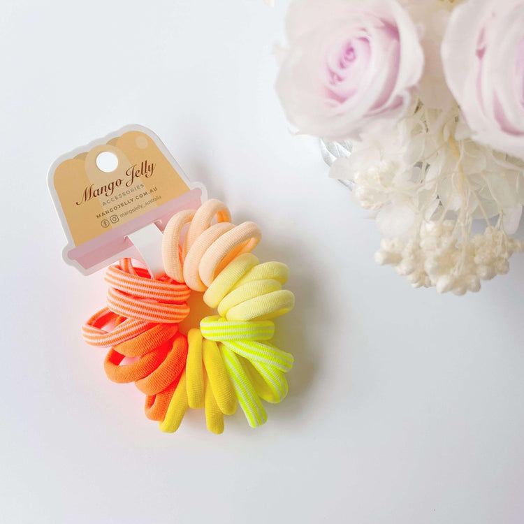 MANGO JELLY Metal Free Hair Ties (3cm) - CITRUS 24P -Twin Pack