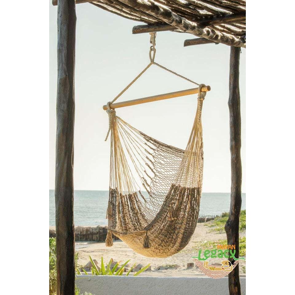 Mayan Legacy Extra Large Outdoor Cotton Mexican Hammock Chair in Dream Sands Colour