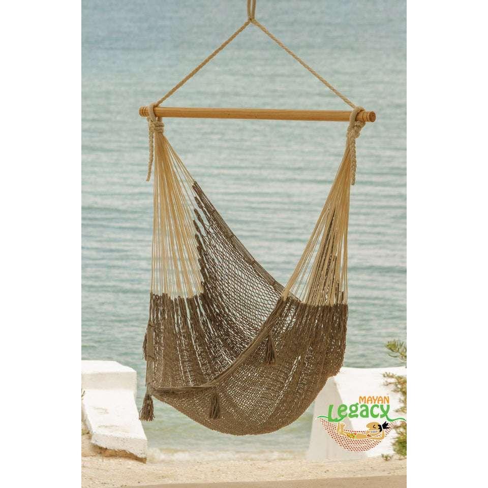 Mayan Legacy Extra Large Outdoor Cotton Mexican Hammock Chair in Dream Sands Colour