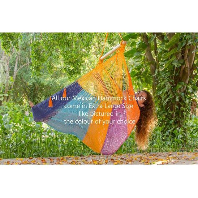 Mayan Legacy Extra Large Outdoor Cotton Mexican Hammock Chair in Dream Sands Colour