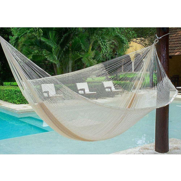 Mayan Legacy Queen Size Super Nylon Mexican Hammock in Cream Colour - Magdasmall
