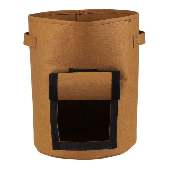 NOVEDEN 5 Packs 10 Gallon Plant Grow Bags with Window Flap (Brown)