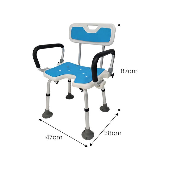 Orthonica Height Adjustable Aluminium Shower Chair With Adjustable Armrests