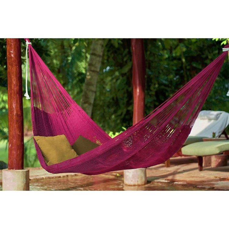 Outdoor undercover cotton Mayan Legacy hammock King size Mexican Pink - Magdasmall
