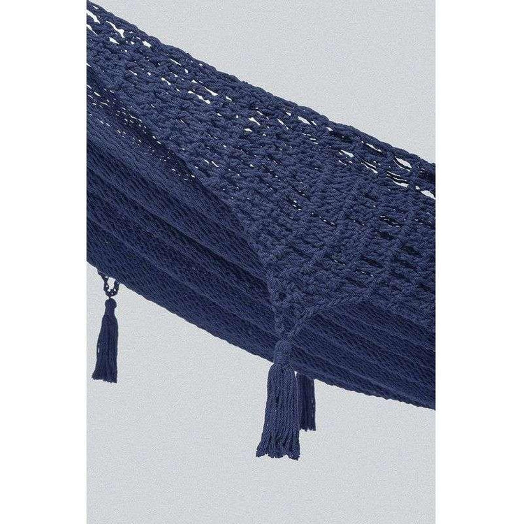 Outdoor undercover cotton Mayan Legacy hammock with hand crocheted tassels King Size Blue - Magdasmall