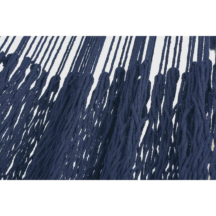 Outdoor undercover cotton Mayan Legacy hammock with hand crocheted tassels King Size Blue - Magdasmall
