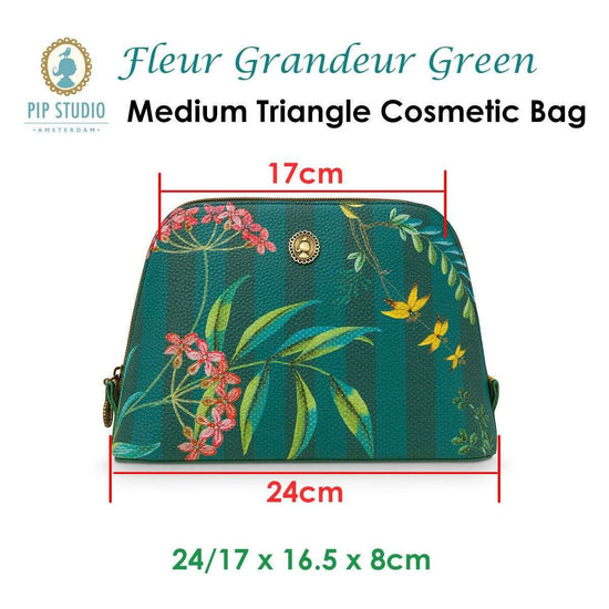 PIP Studio Fleur Grandeur Green Medium Triangle Cosmetic Bag