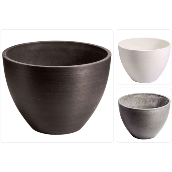 Polished Black & White Planter Bowl 30cm