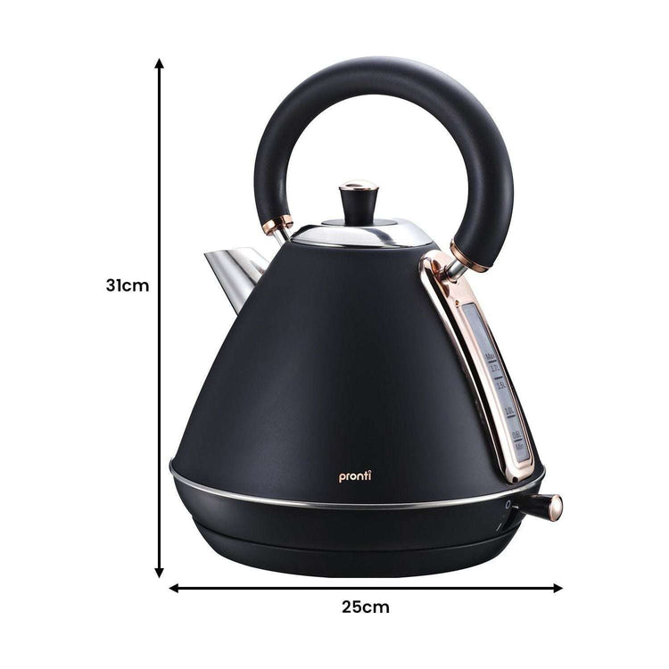 Pronti 1.7L Rose Trim Collection Kettle - Black