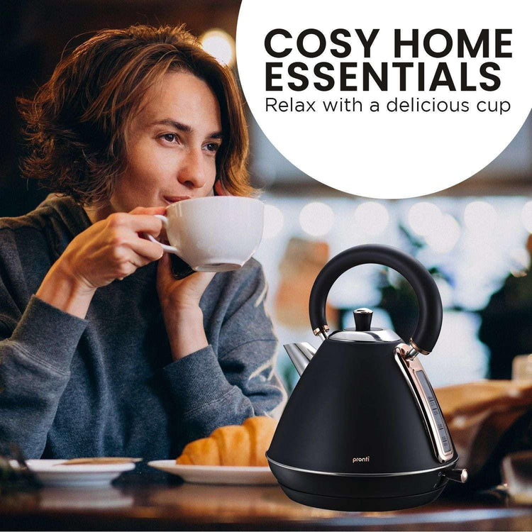 Pronti 1.7L Rose Trim Collection Kettle - Black - Magdasmall