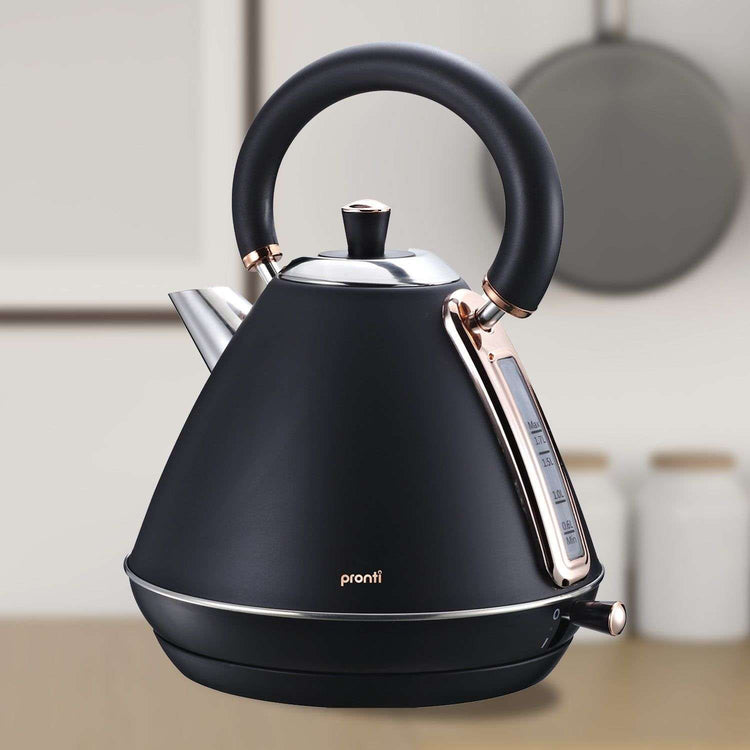 Pronti 1.7L Rose Trim Collection Kettle - Black - Magdasmall