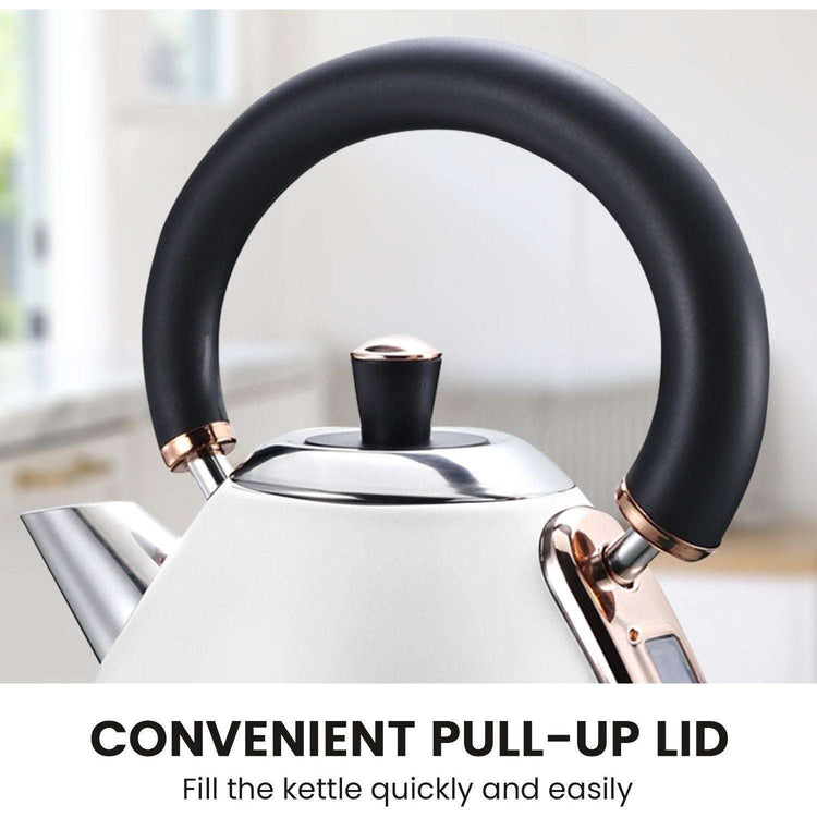 Pronti 1.7l Rose Trim Collection Kettle - White - Magdasmall