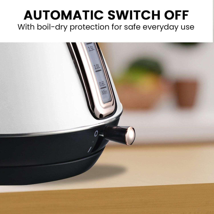 Pronti 1.7l Rose Trim Collection Kettle - White - Magdasmall