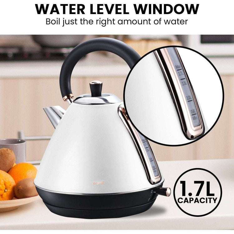 Pronti 1.7l Rose Trim Collection Kettle - White