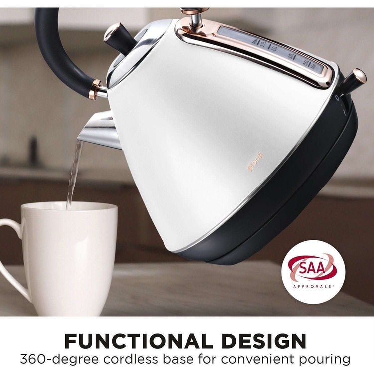Pronti 1.7l Rose Trim Collection Kettle - White