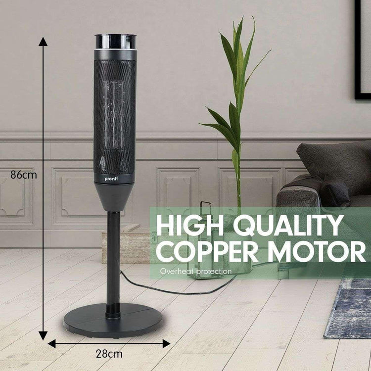 Pronti Electric Tower Heater 2000W Ceramic Portable Remote - Black - Magdasmall