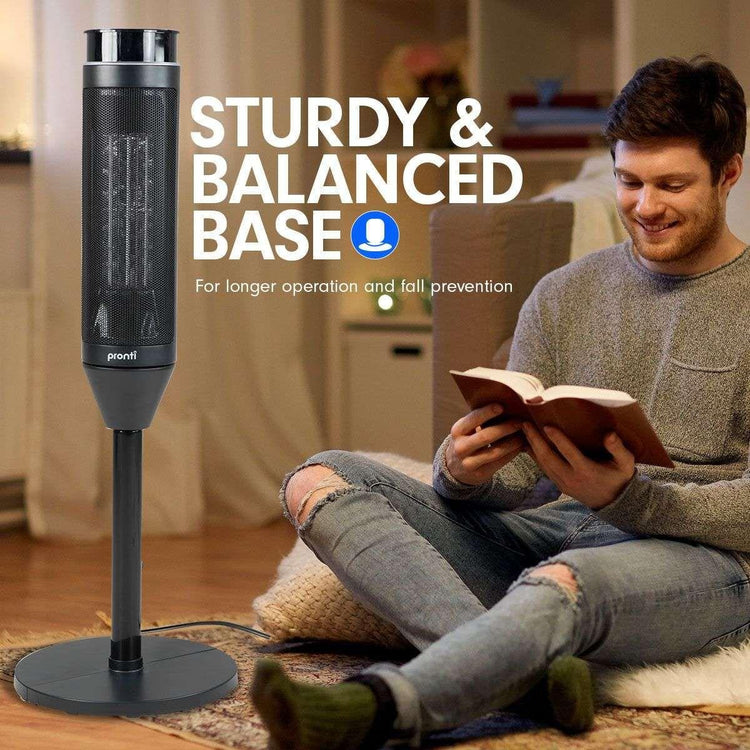 Pronti Electric Tower Heater 2000W Ceramic Portable Remote - Black - Magdasmall