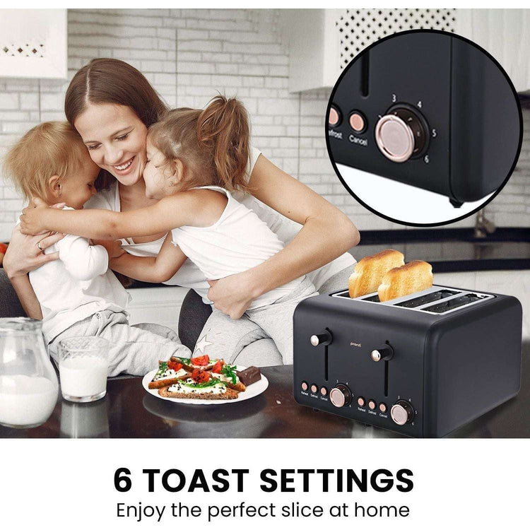 Pronti Rose Trim Collection Toaster & Kettle Bundle - Black