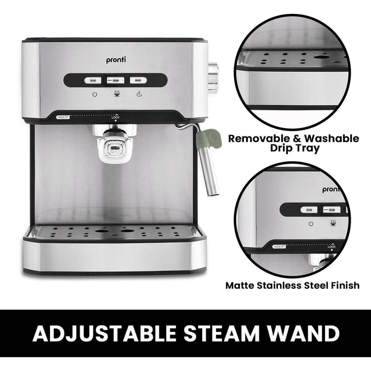 Pronti Toaster, Kettle & Coffee Machine Breakfast Set - Black
