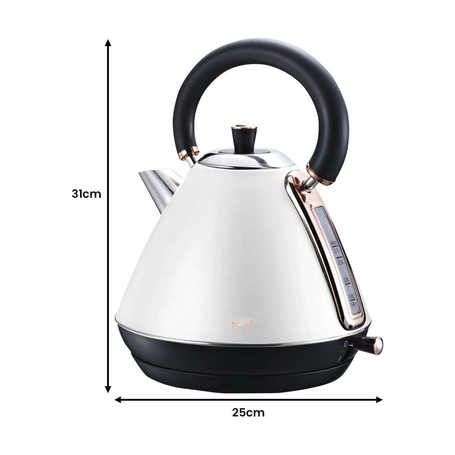 Pronti Toaster, Kettle & Coffee Machine Breakfast Set - White