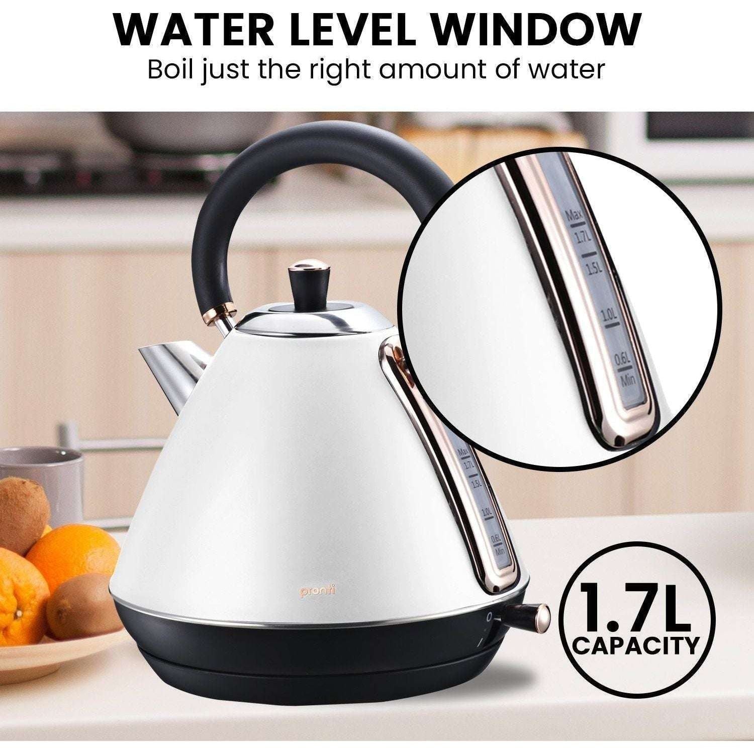 Pronti Toaster, Kettle & Coffee Machine Breakfast Set - White