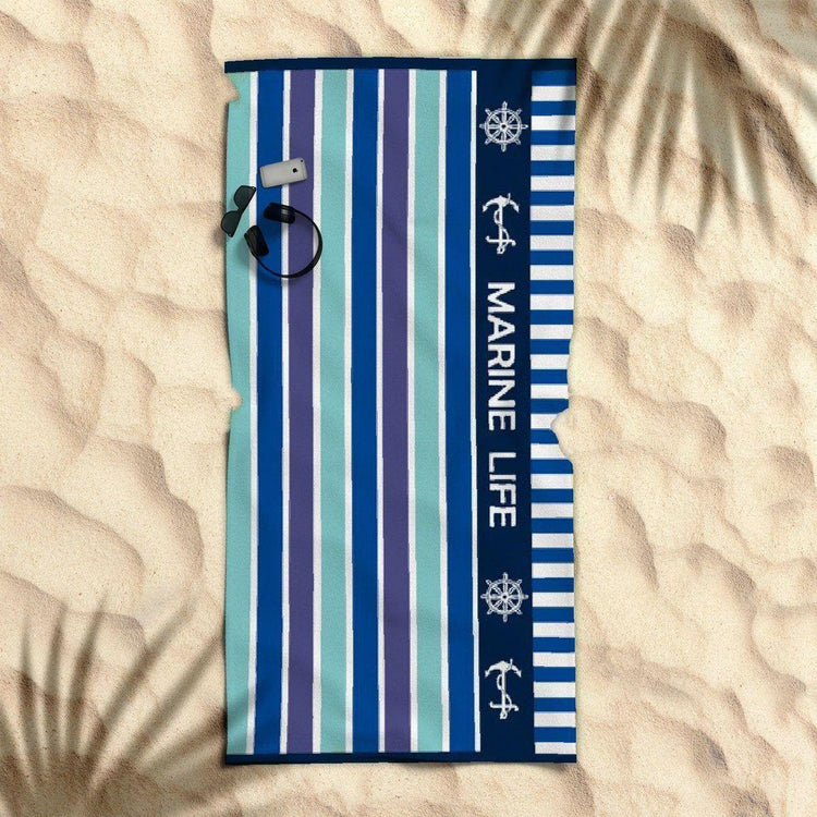 Rans Premium Cotton Jacquard Beach Towel Marine Life Blue - Magdasmall