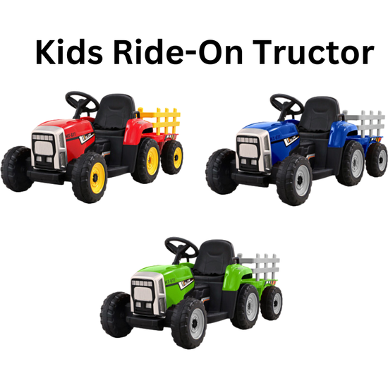 Rigo Ride On Car Tractor Trailer Toy Kids Electric Cars 12V Battery - Verious Colours