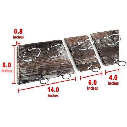 Rustic Wood and Metal Wine Rack Set for 4 Bottle Storage Holder for Home Bar Kitchen Living Room - Magdasmall