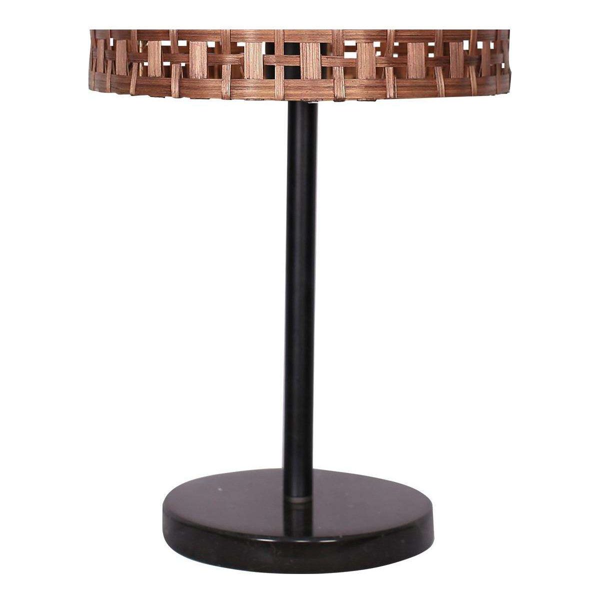 Sarantino Rattan Desk Lamp With Black Marble Base