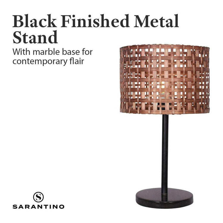 Sarantino Rattan Desk Lamp With Black Marble Base - Magdasmall