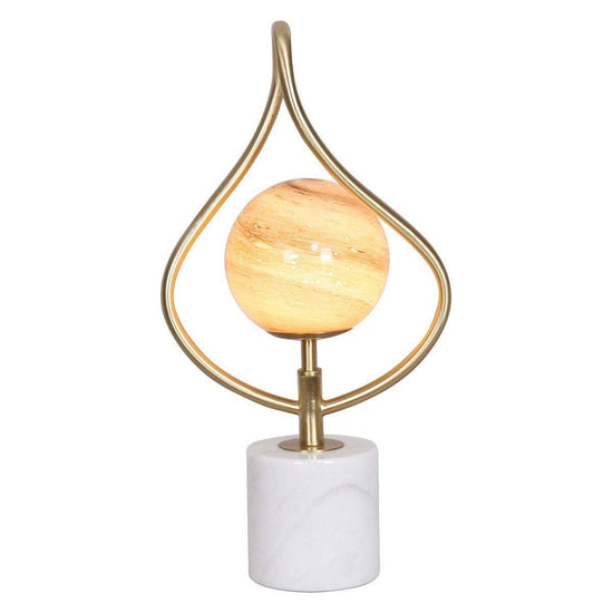Sarantino Sculptural Orange Glass Table Lamp With White Marble Base