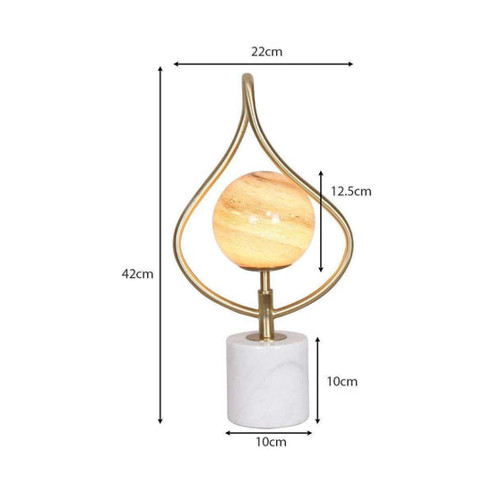 Sarantino Sculptural Orange Glass Table Lamp With White Marble Base - Magdasmall