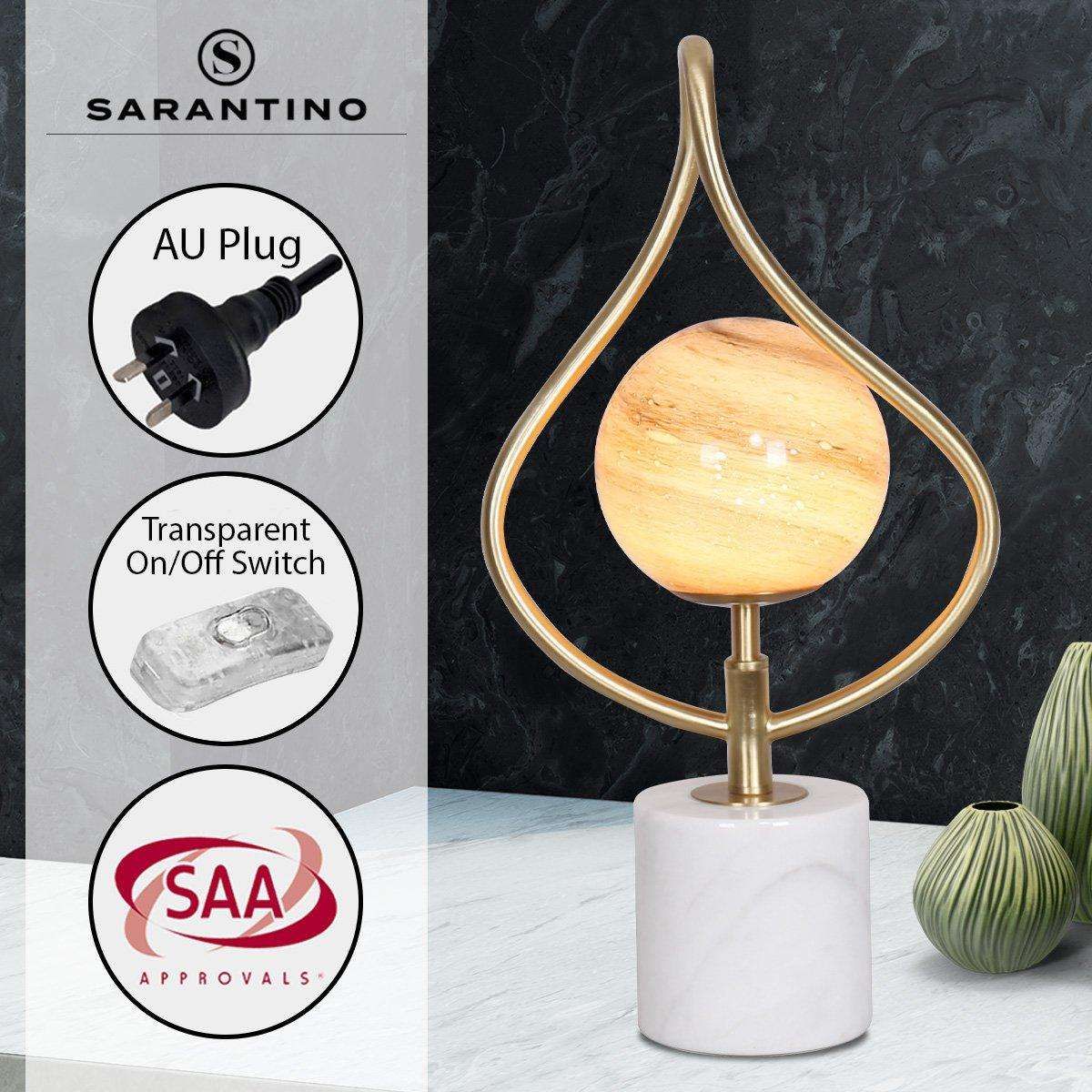 Sarantino Sculptural Orange Glass Table Lamp With White Marble Base - Magdasmall