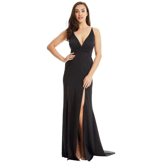 Satin Evening Dress With Front Splits