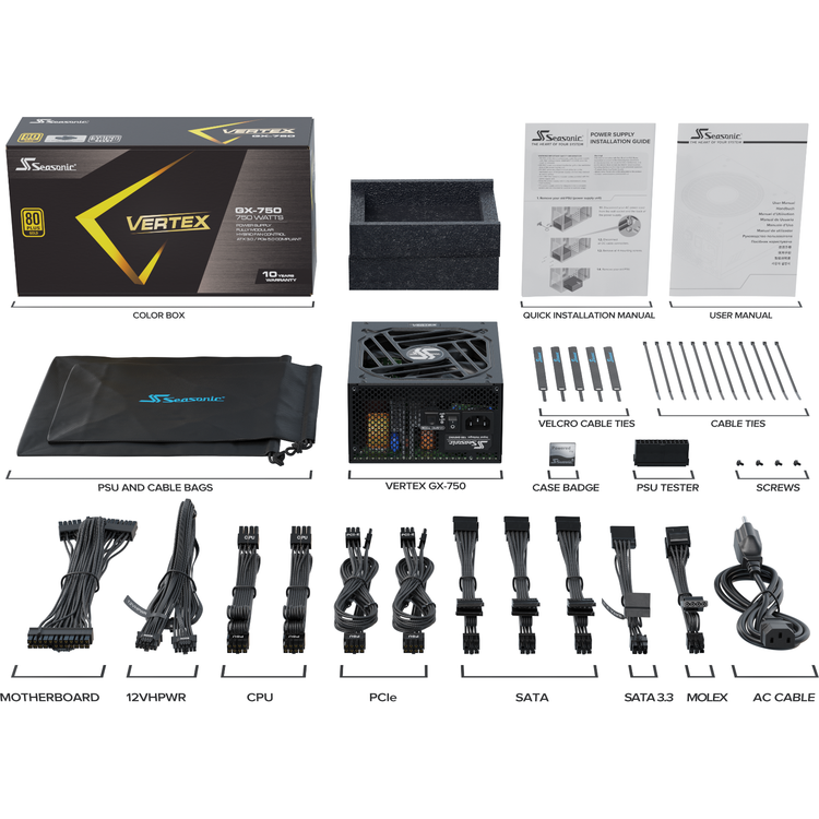Seasonic VERTEX 750W (GX-750) 80 PLUS Gold Modular PSU ATX 3.0