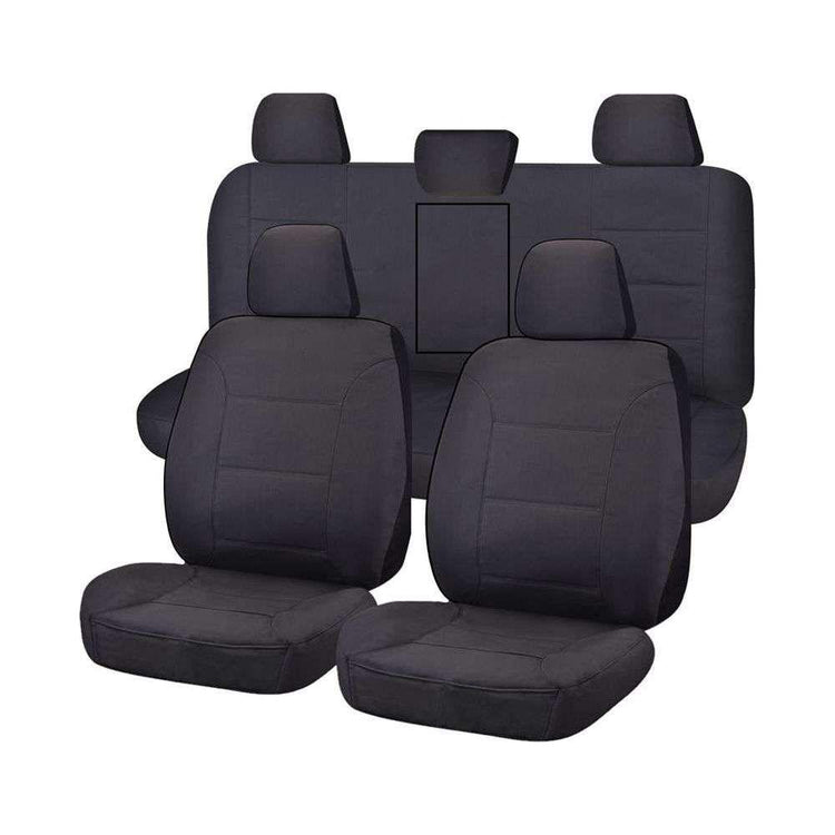 Seat Covers for TOYOTA HILUX 08/2015 - ON DUAL CAB UTILITY FR 40/60 SPLIT BASE WITH A/REST CHARCOAL ALL TERRAIN - Magdasmall