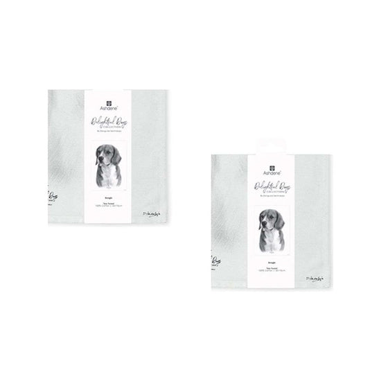 Set of 2 Delightful Dogs Cotton Kitchen Tea Towels 50 x 70 cm Beagle