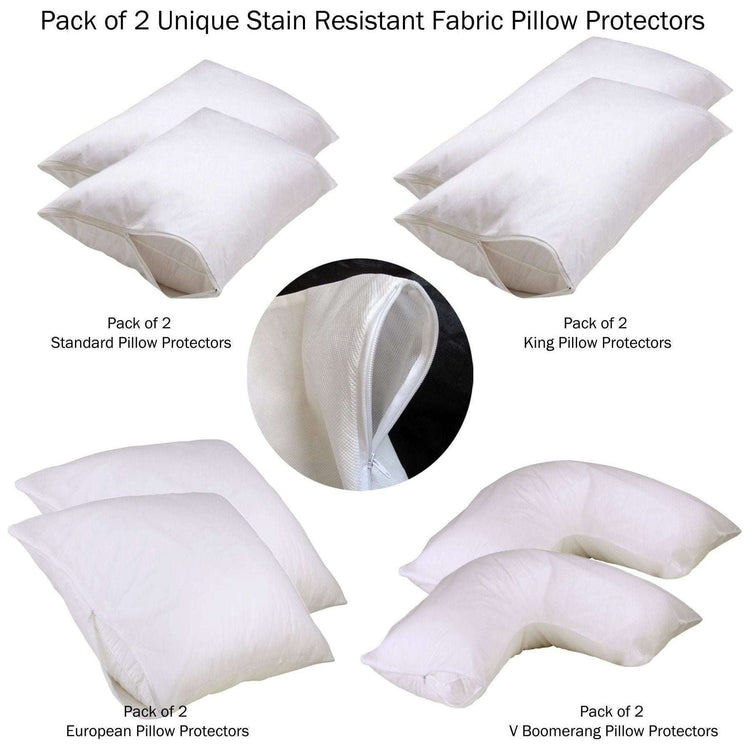 Set of 2 Stain Resistant Pillow Protectors European