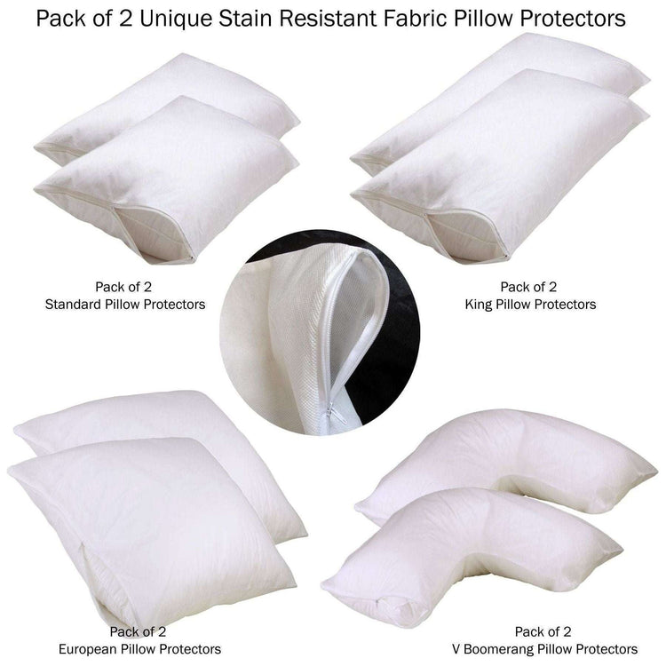 Set of 2 Stain Resistant Pillow Protectors King