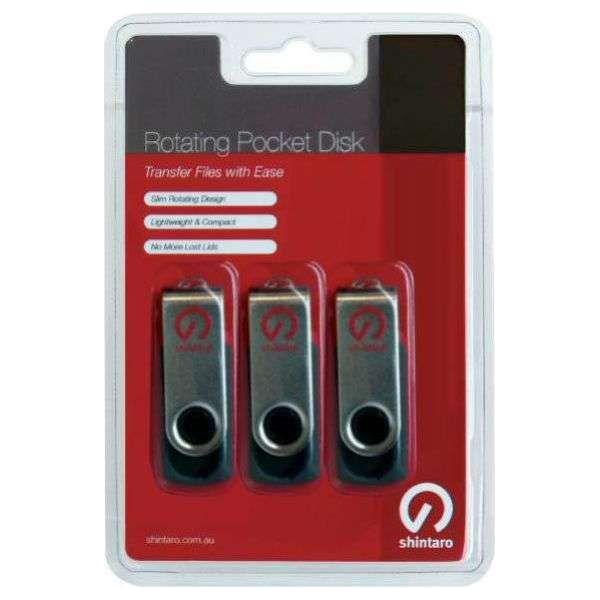 Shintaro 16GB Rotating Pocket Disk 3 Pack USB2.0