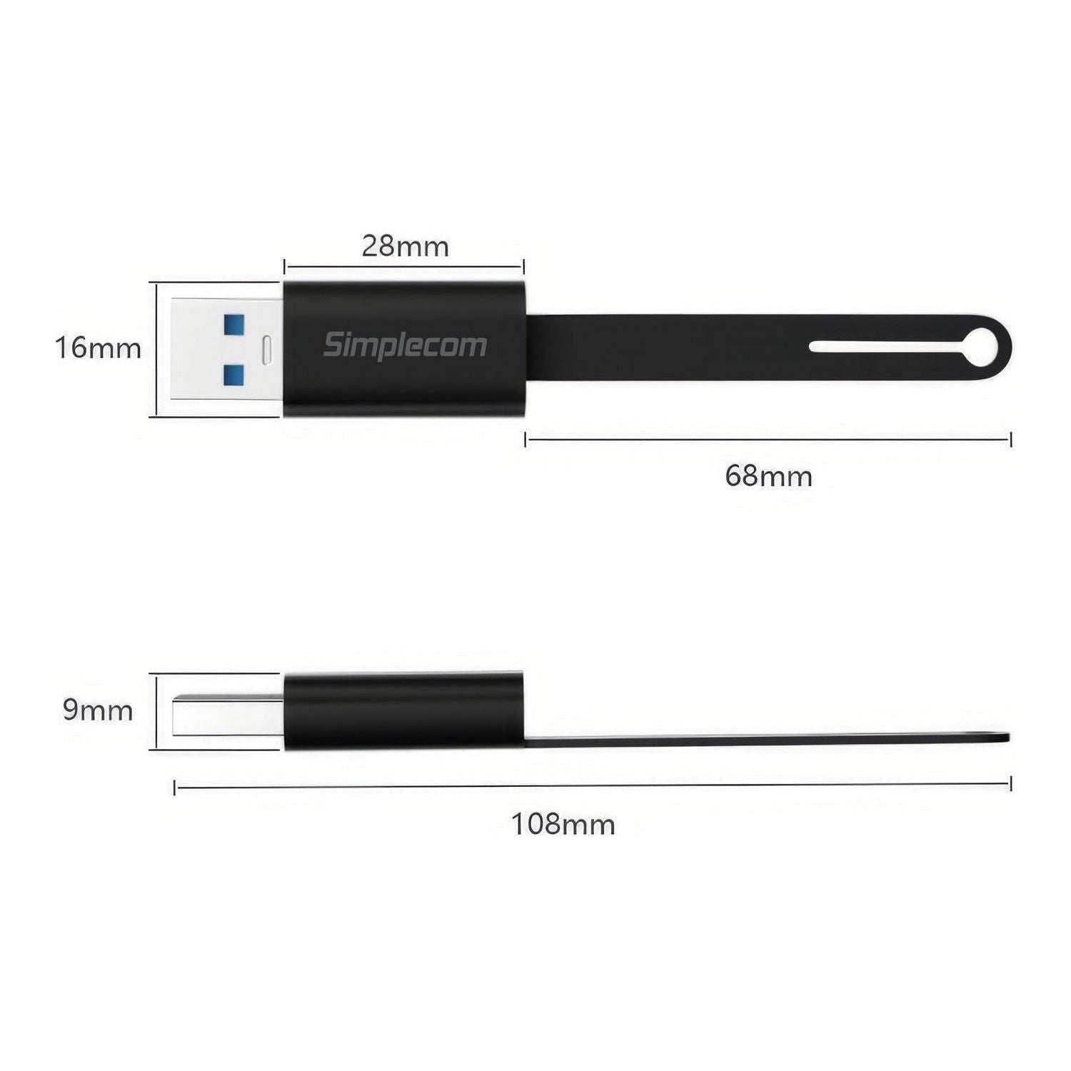 Simplecom CA132 USB-A Male to USB-C Female Adapter USB 3.2 Gen 2 Data & Charging Double-Side 10Gbps