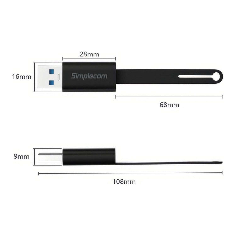 Simplecom CA132 USB-A Male to USB-C Female Adapter USB 3.2 Gen 2 Data & Charging Double-Side 10Gbps