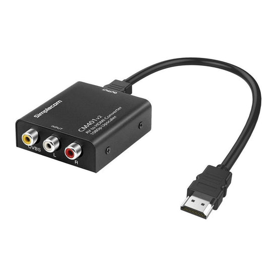 Simplecom CM401v2 Composite AV CVBS to HDMI Video Converter 1080p Upscaler Alloy Case