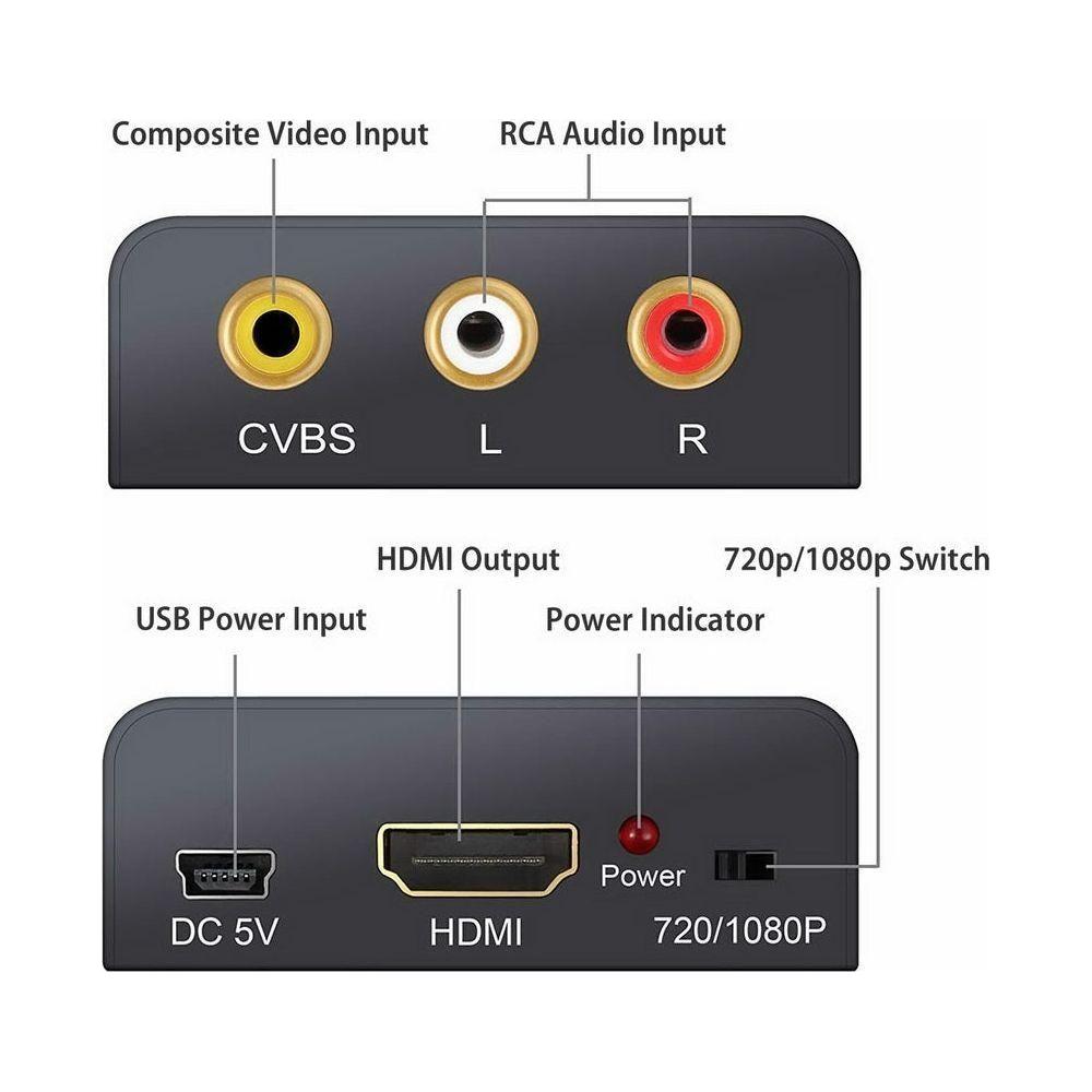 Simplecom CM401v2 Composite AV CVBS to HDMI Video Converter 1080p Upscaler Alloy Case