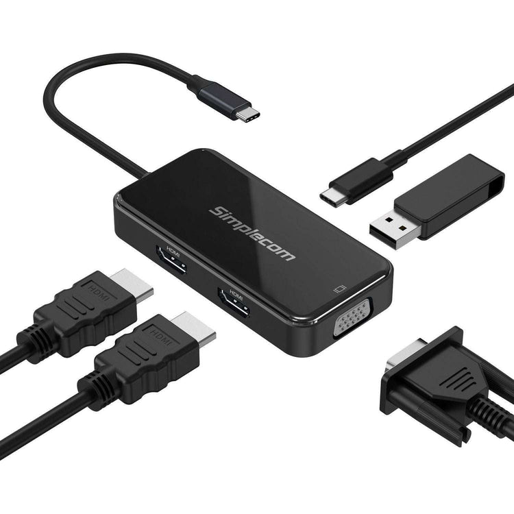 Simplecom DA451 5-in-1 USB-C Multiport Adapter MST Hub with VGA and Dual HDMI